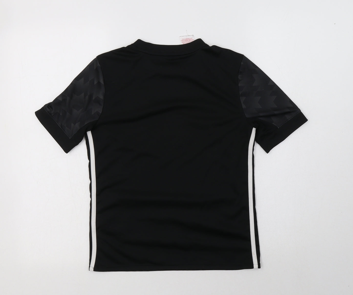 adidas Boys Black Geometric Polyester Jersey T-Shirt Size 11-12 Years Crew Neck  - Manchester United