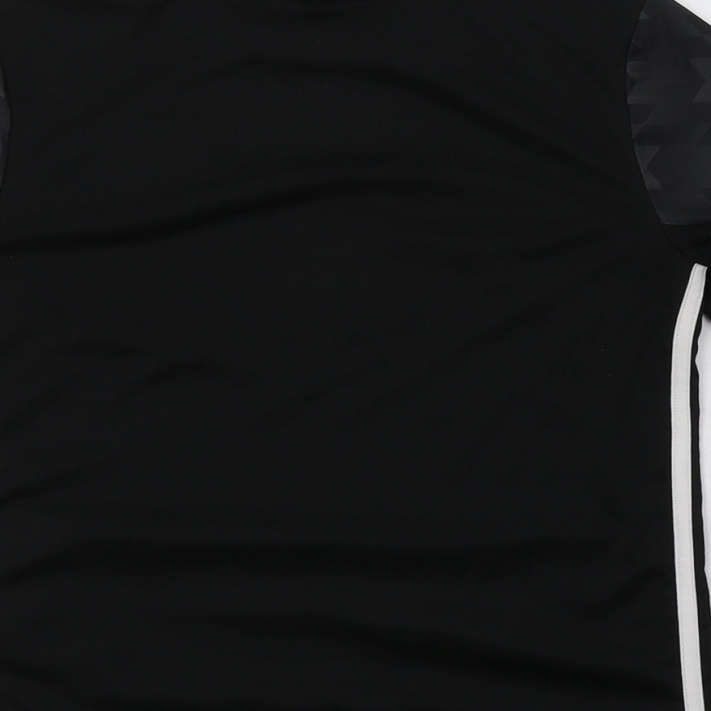 adidas Boys Black Geometric Polyester Jersey T-Shirt Size 11-12 Years Crew Neck  - Manchester United