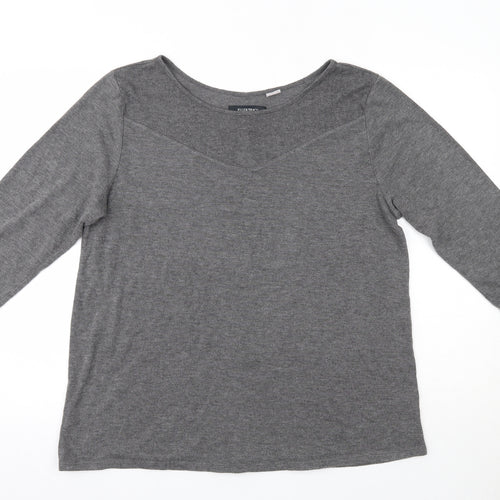 Ellen Tracy Womens Grey Round Neck  Polyester Pullover Jumper Size XL