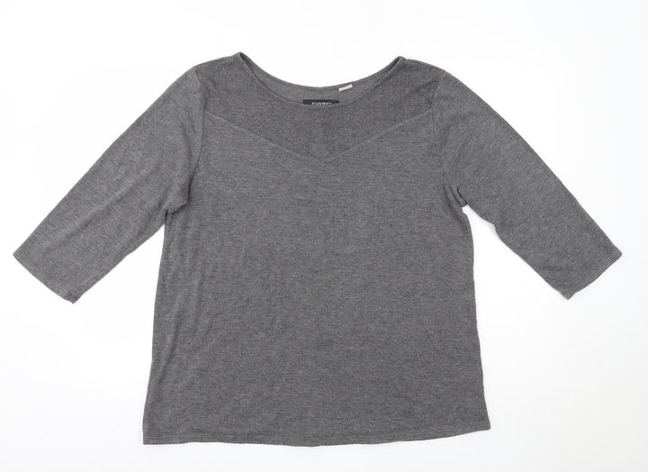 Ellen Tracy Womens Grey Round Neck Polyester Pullover Jumper Size XL