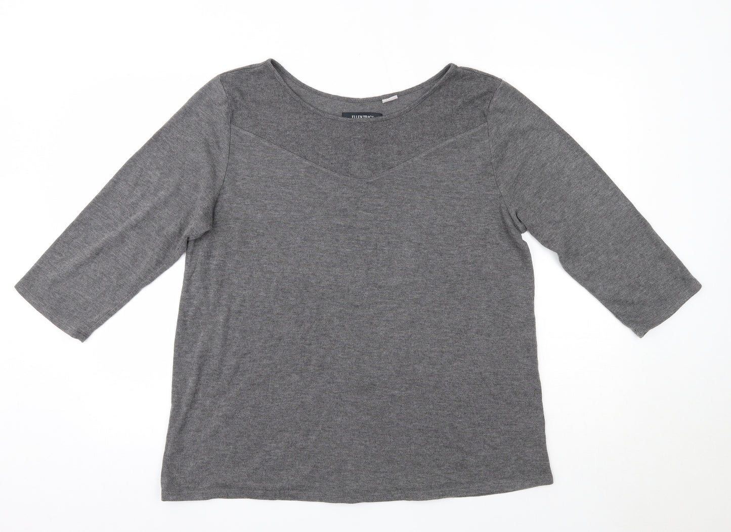 Ellen Tracy Womens Grey Round Neck  Polyester Pullover Jumper Size XL