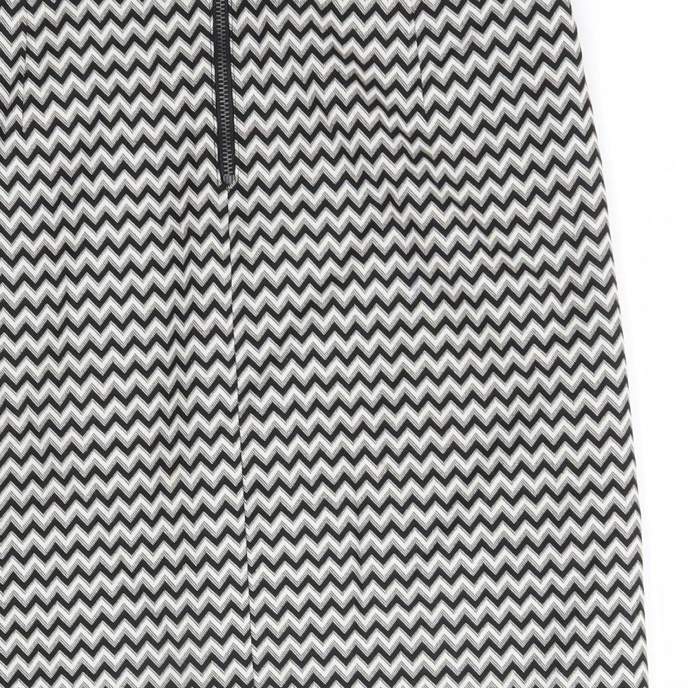 M&S Womens Black Check Cotton A-Line Skirt Size 12