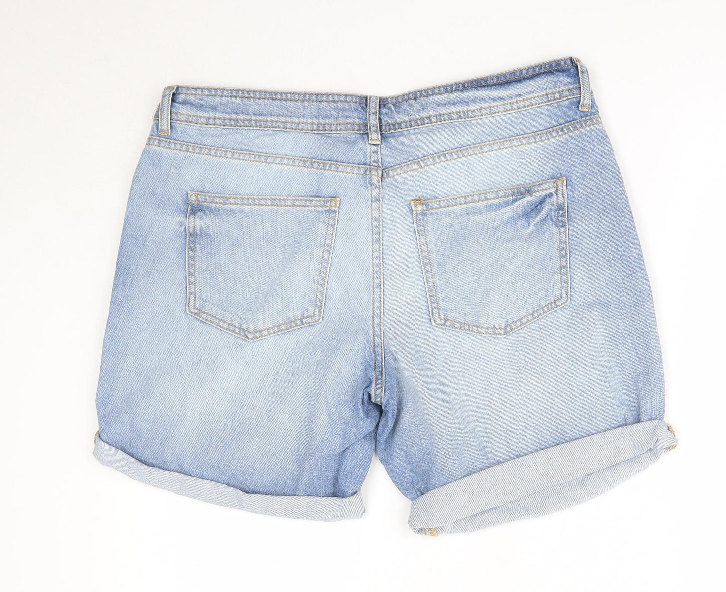 Primark Womens Blue  100% Cotton Boyfriend Shorts Size 16  Regular