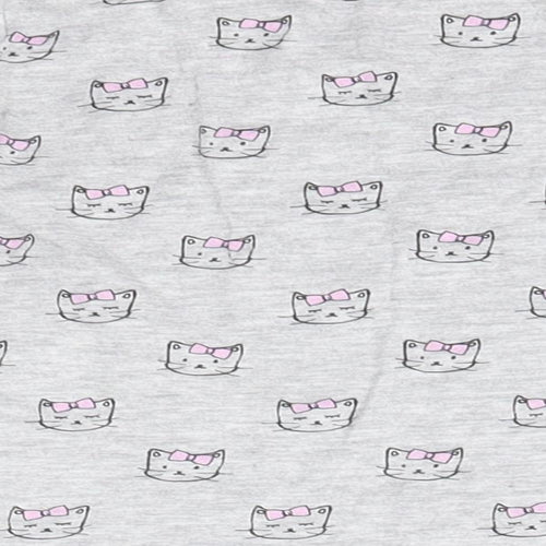 Young Dimension Girls Grey  Cotton Basic Blouse Size 2-3 Years Round Neck  - Cats