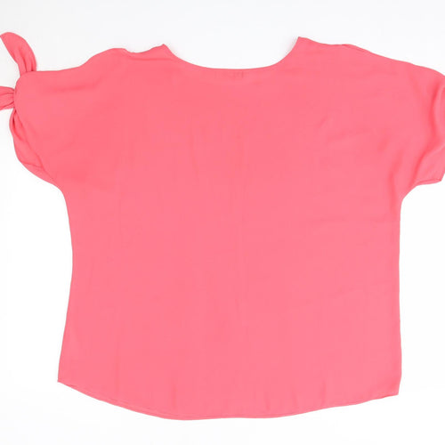 Peacocks Womens Pink  Polyester Basic Blouse Size 14 Round Neck