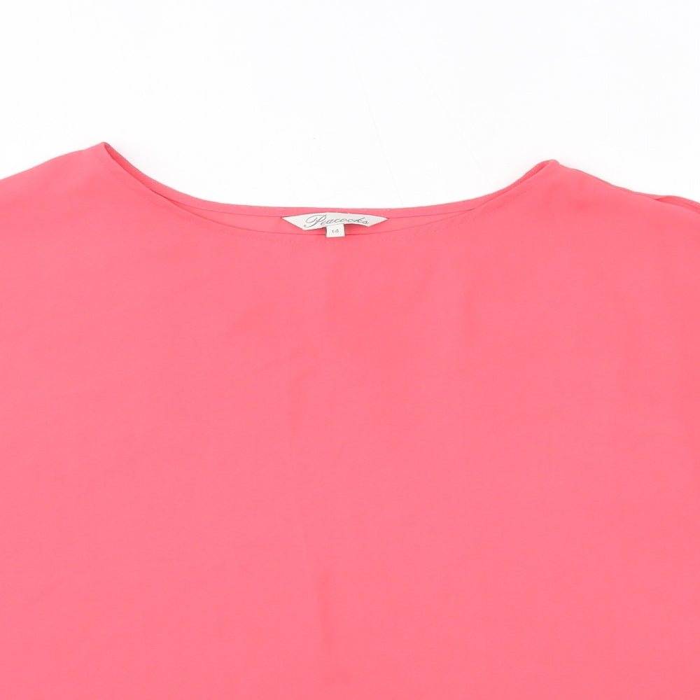 Peacocks Womens Pink  Polyester Basic Blouse Size 14 Round Neck