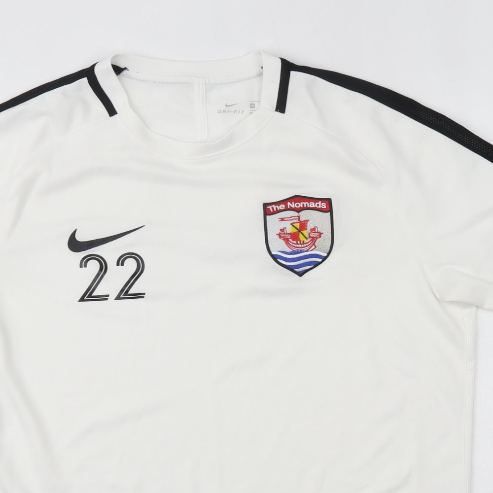 Nike Mens White  Polyester  T-Shirt Size M Round Neck  - The Nomads