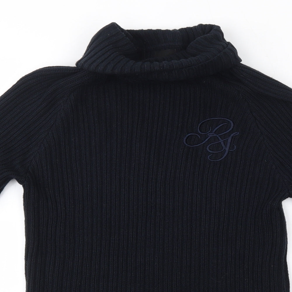 River Island Mens Blue High Neck  Acrylic Pullover Jumper Size XS