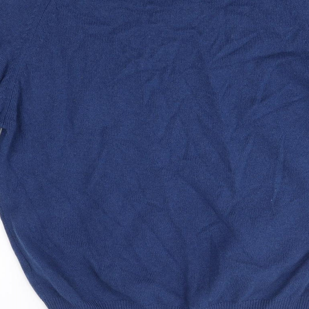 M&S Mens Blue V-Neck  Wool Pullover Jumper Size L