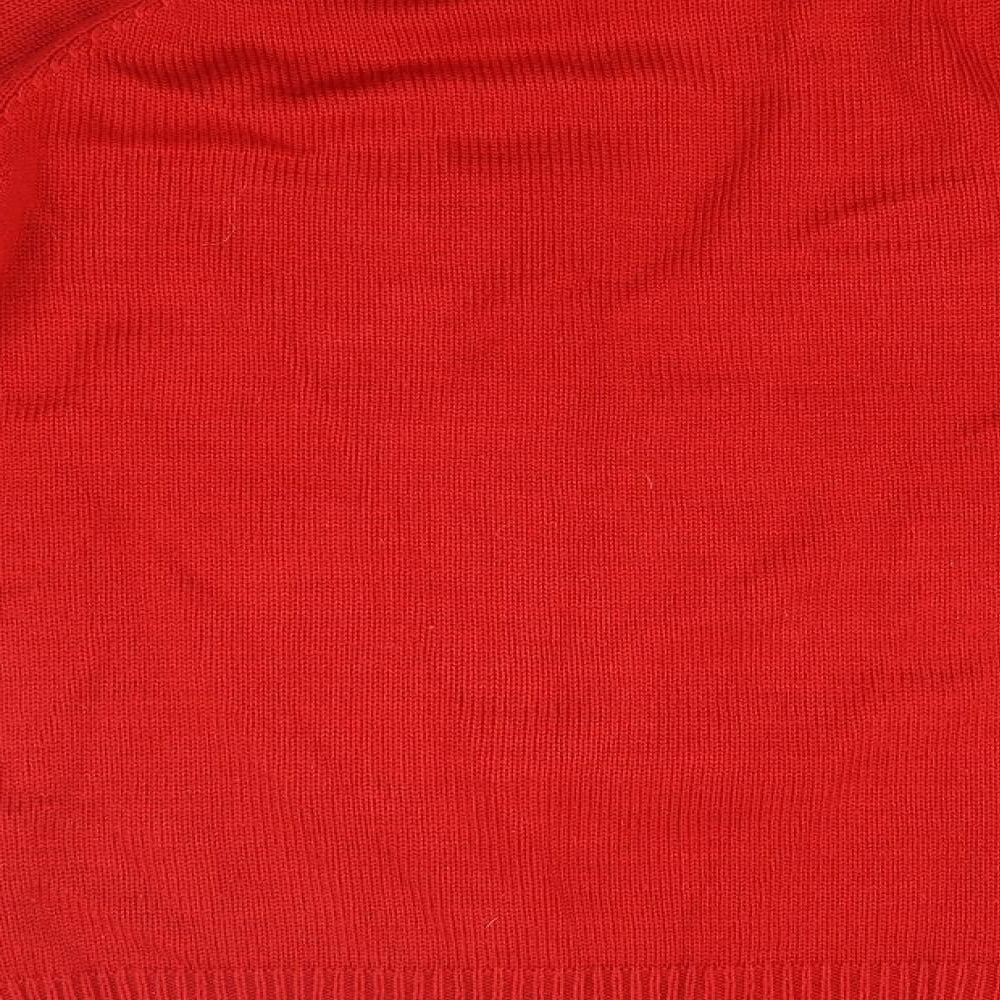 Primark Womens Red Round Neck  Acrylic Pullover Jumper Size 12   - Christmas Jumper