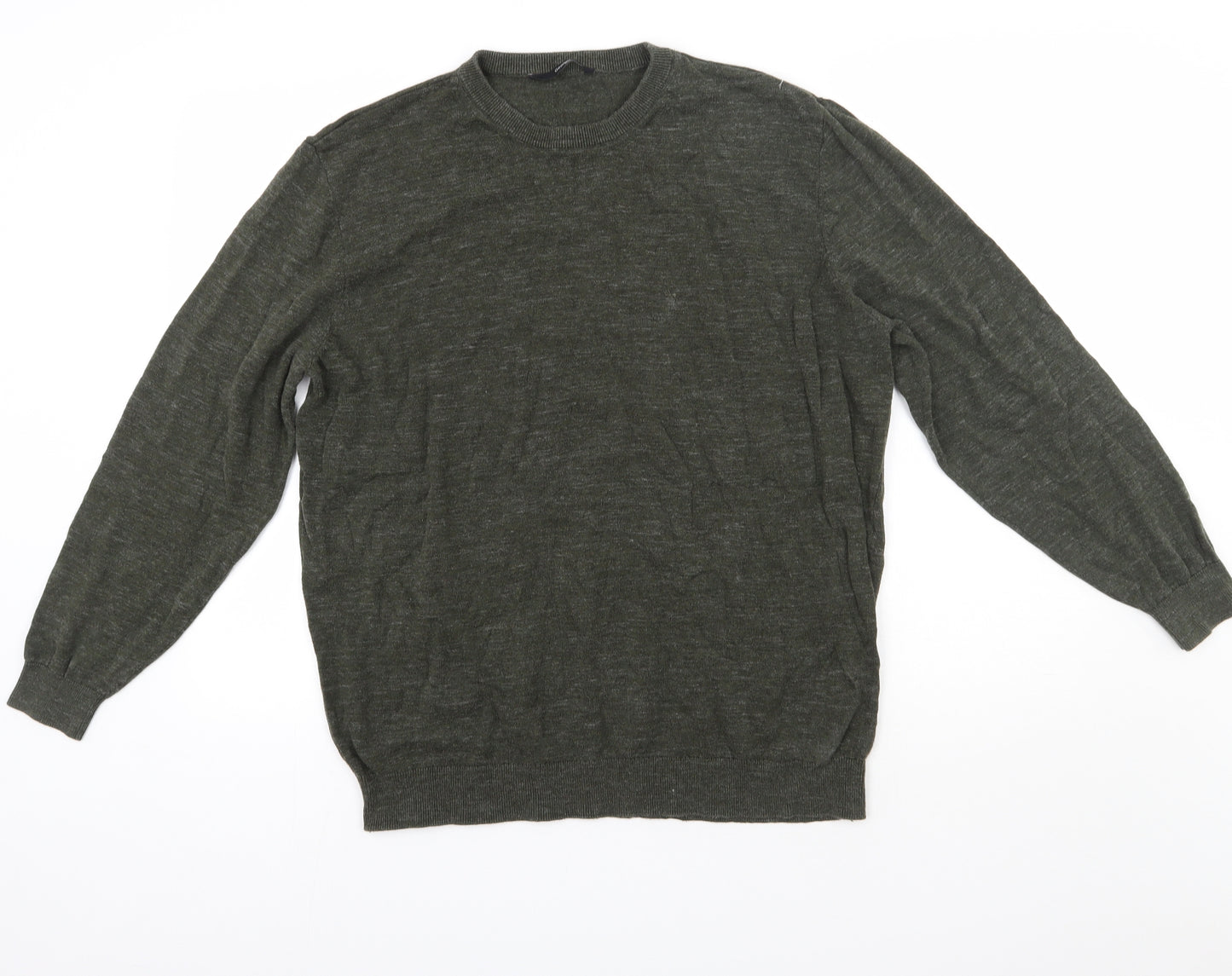 George Mens Green Round Neck  Cotton Pullover Jumper Size 2XL
