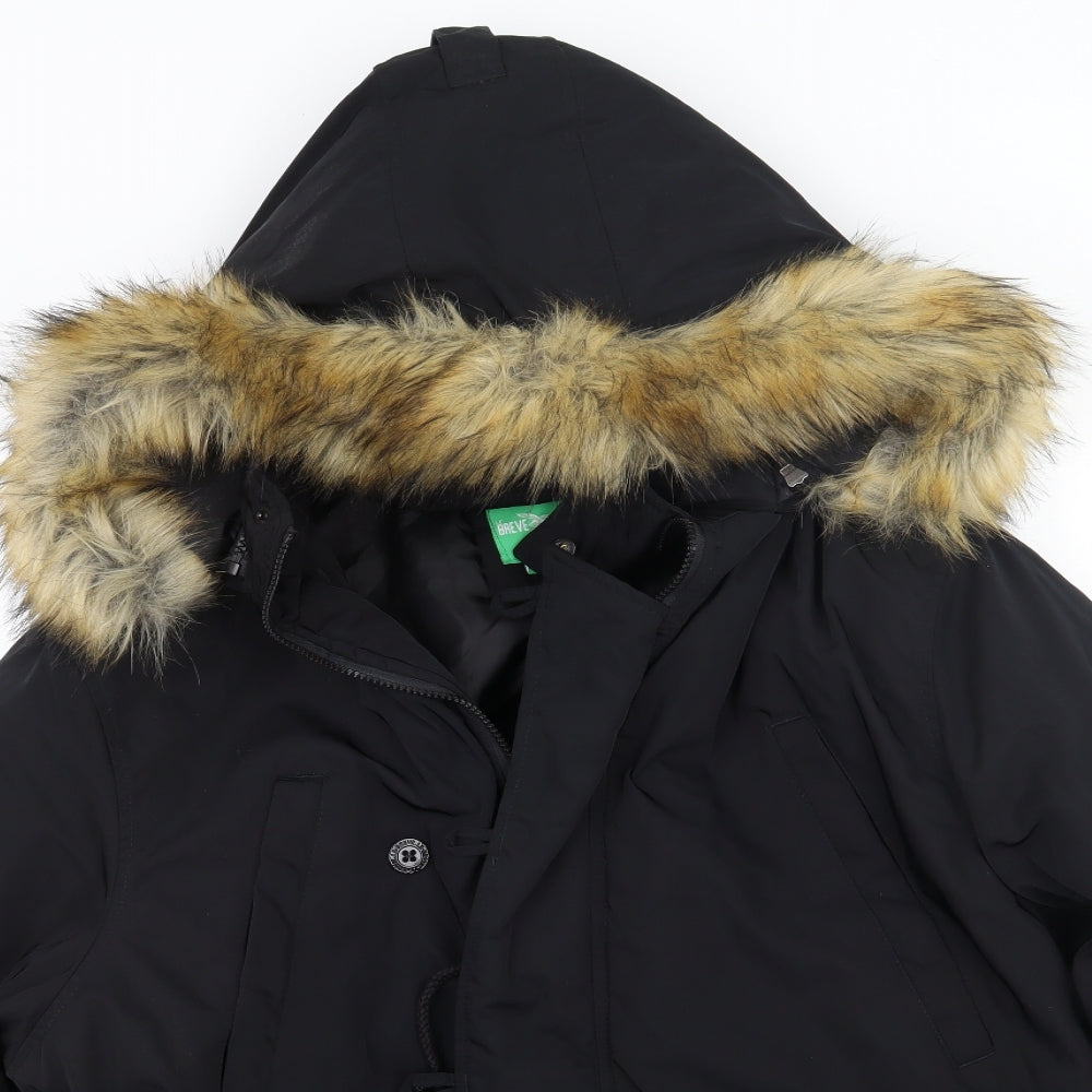 Le Breve Mens Black   Overcoat Coat Size 2XL