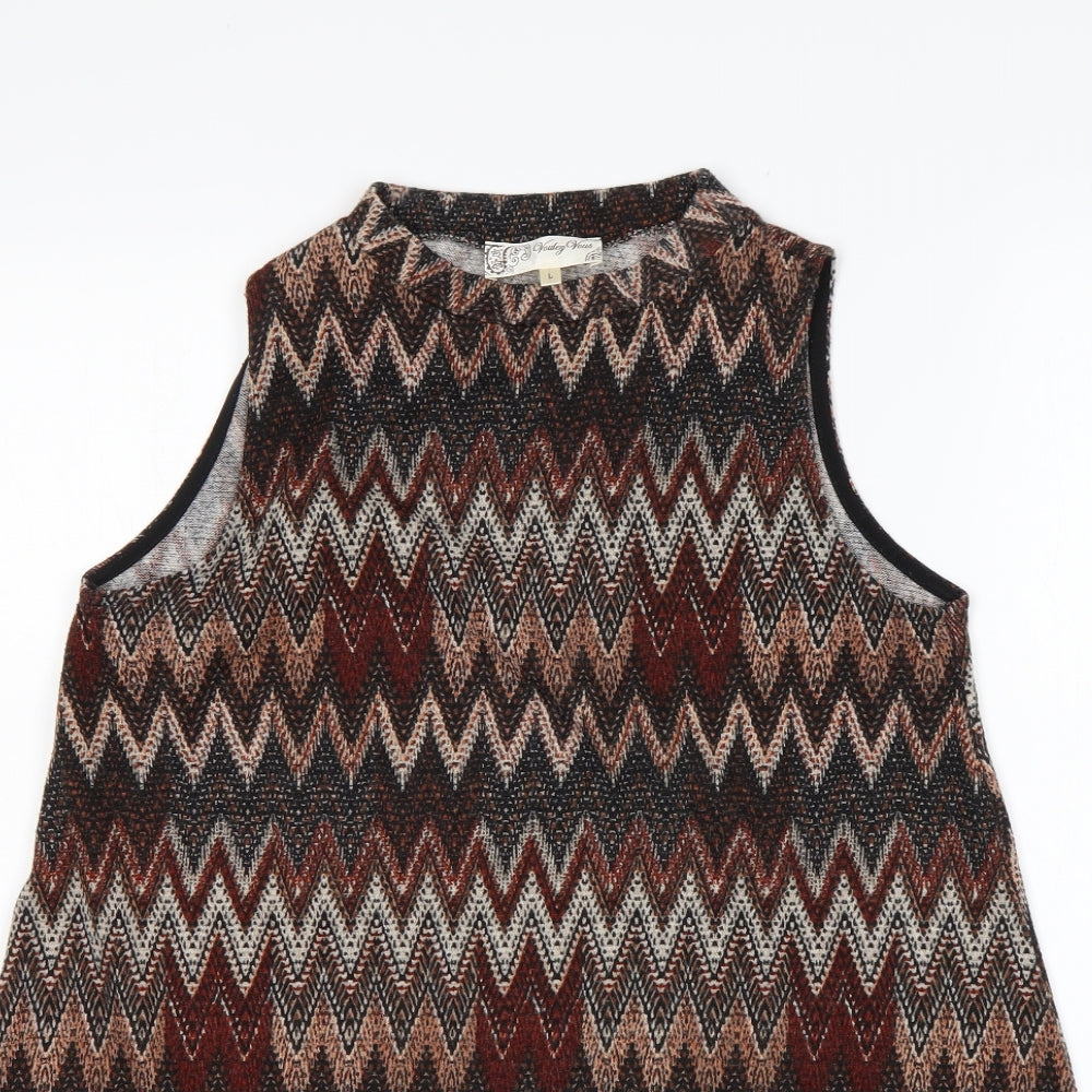 Voulez-Vous Womens Multicoloured Batik Polyester Jumper Dress  Size L  Round Neck