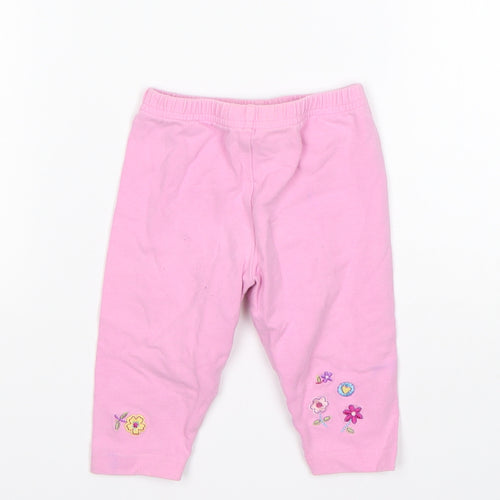 Tesco Girls Pink Floral Cotton  Pyjama Pants Size 3-6 Months