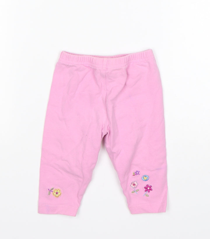 Tesco Girls Pink Floral Cotton  Pyjama Pants Size 3-6 Months