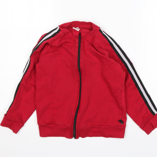 Style Kids Boys Red  Cotton Full Zip Sweatshirt Size 8 Years