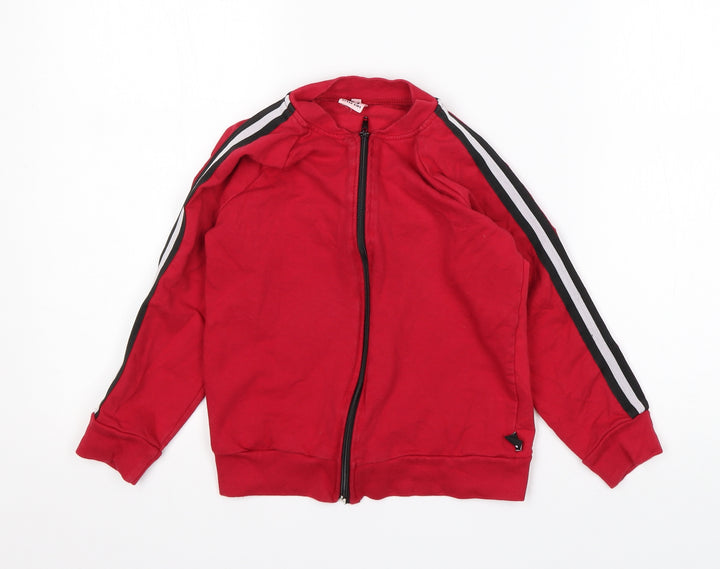 Style Kids Boys Red  Cotton Full Zip Sweatshirt Size 8 Years