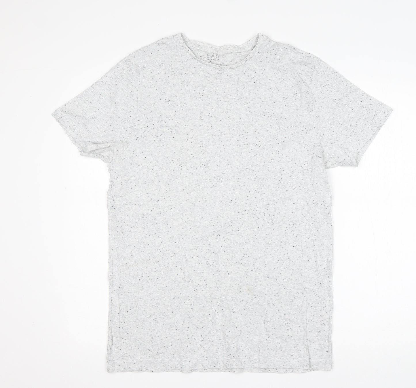 Easy Mens Grey  Cotton  T-Shirt Size M Round Neck