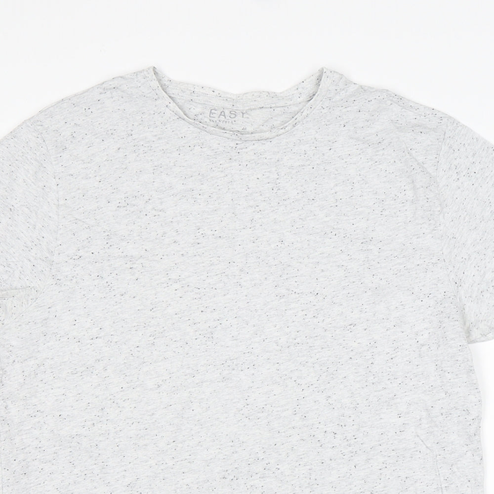Easy Mens Grey  Cotton  T-Shirt Size M Round Neck