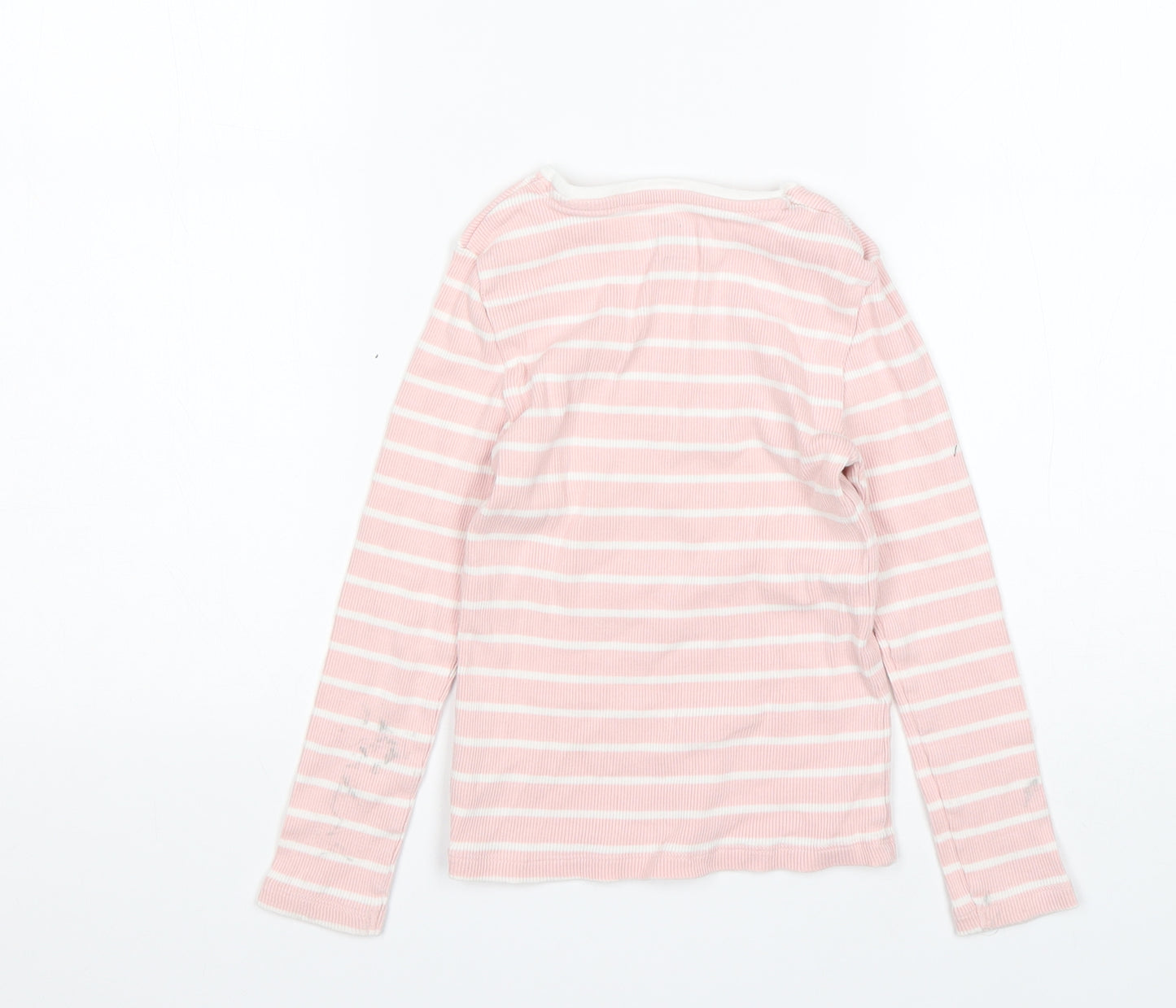 F&F Girls Multicoloured Round Neck Striped Cotton Pullover Jumper Size 6-7 Years