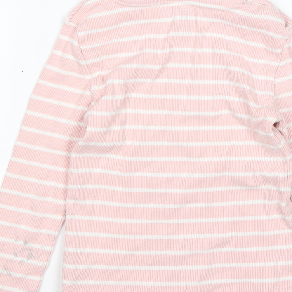 F&F Girls Multicoloured Round Neck Striped Cotton Pullover Jumper Size 6-7 Years