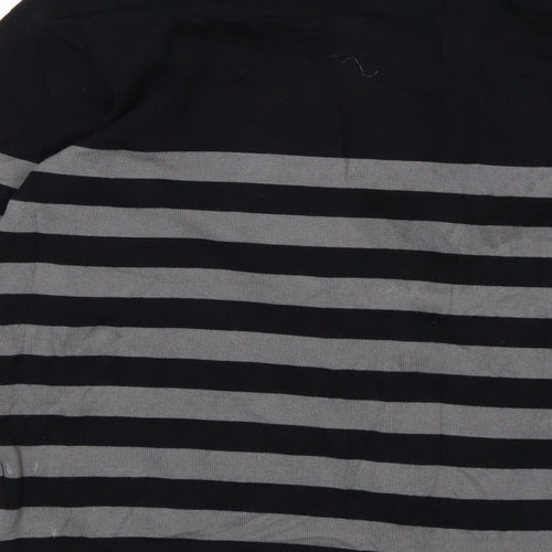 Across Womens Multicoloured V-Neck Striped Cotton Pullover Jumper Size L