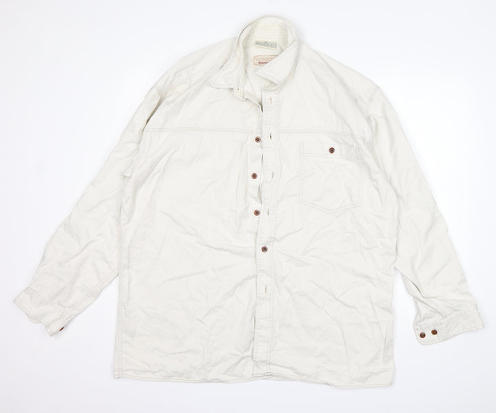 Cavenline Mens White    Button-Up Size XL Collared