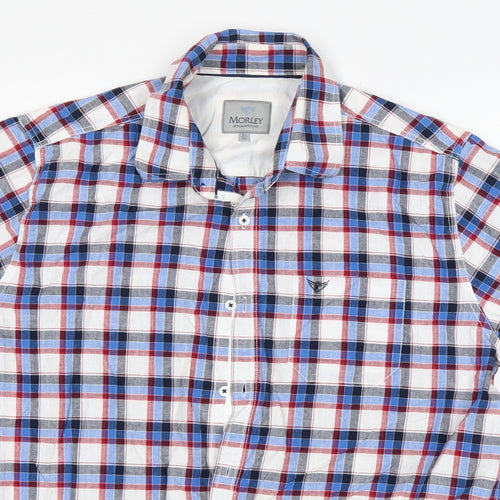 Morley Mens Multicoloured Plaid   Button-Up Size XL Collared