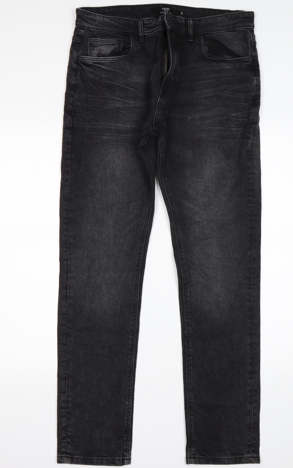NEXT Mens Black  Cotton Skinny Jeans Size 34 L33 in Regular