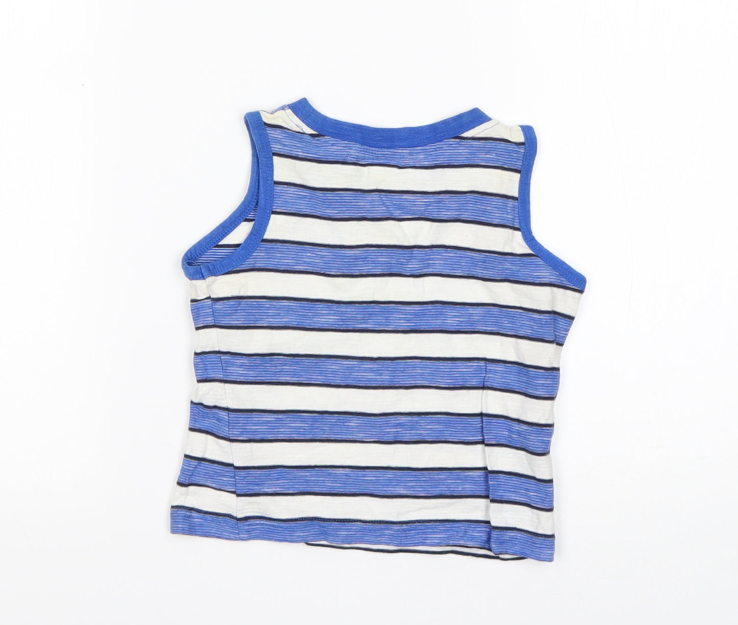 Matalan Boys Multicoloured Striped Cotton Basic Tank Size 12-18 Months Round Neck