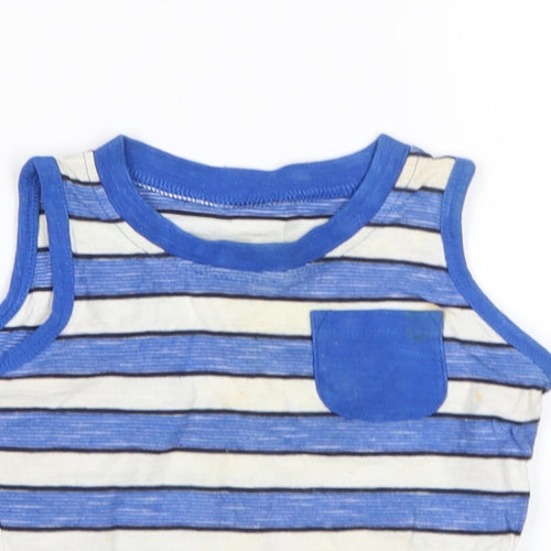 Matalan Boys Multicoloured Striped Cotton Basic Tank Size 12-18 Months Round Neck
