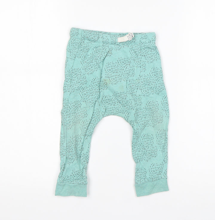 M&S Baby Green Cotton Sweatpants Trousers Size 12-18 Months