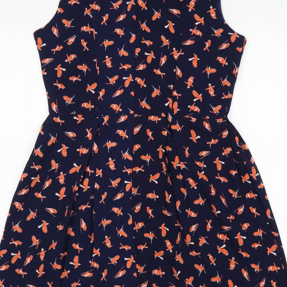 Tenki Womens Multicoloured Animal Print Polyester Fit & Flare  Size 12  Round Neck