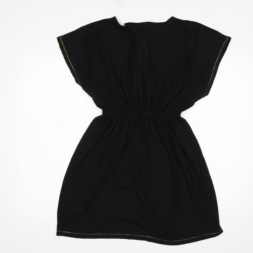 Papaya Womens Black  Polyester Fit & Flare  Size S  V-Neck