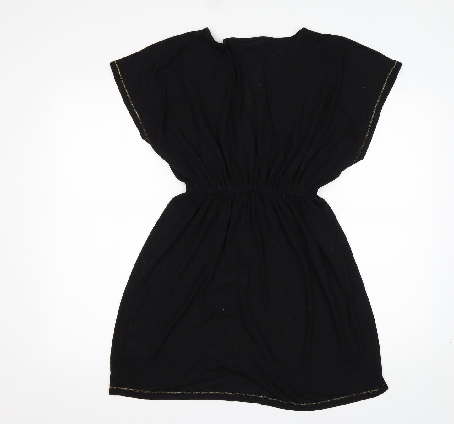 Papaya Womens Black  Polyester Fit & Flare  Size S  V-Neck
