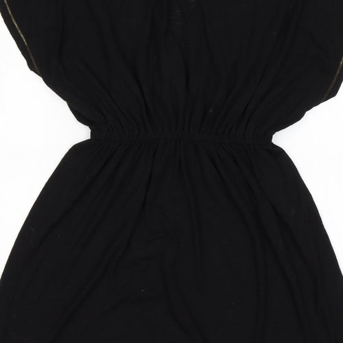 Papaya Womens Black  Polyester Fit & Flare  Size S  V-Neck