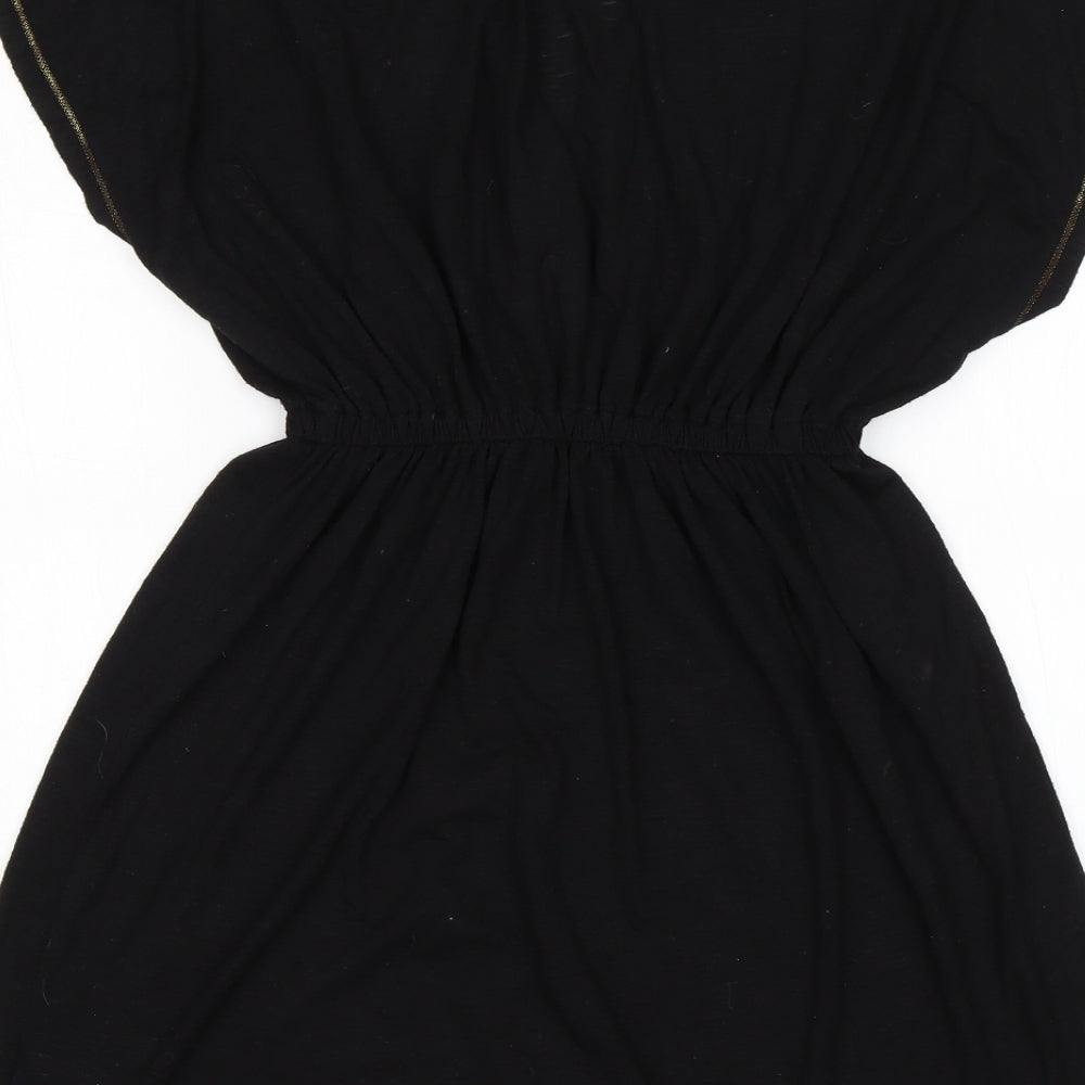 Papaya Womens Black  Polyester Fit & Flare  Size S  V-Neck