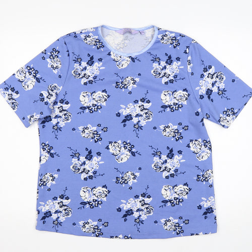 Honor Milburn Womens Multicoloured Floral Polyester Basic T-Shirt Size M Round Neck