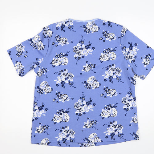 Honor Milburn Womens Multicoloured Floral Polyester Basic T-Shirt Size M Round Neck