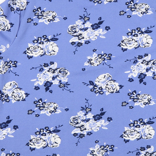 Honor Milburn Womens Multicoloured Floral Polyester Basic T-Shirt Size M Round Neck