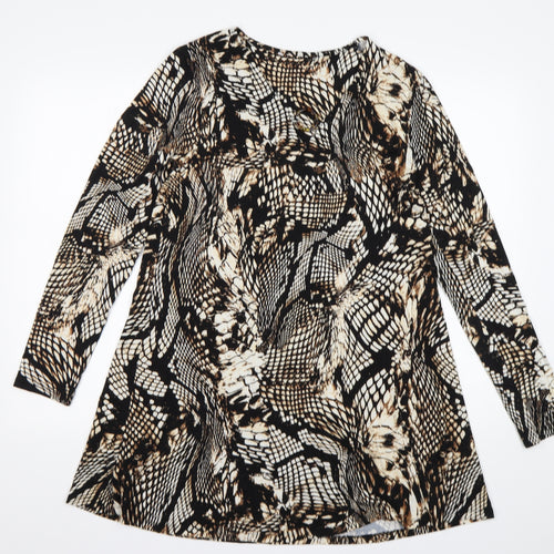 TU Womens Multicoloured Animal Print Viscose A-Line  Size 12  Round Neck