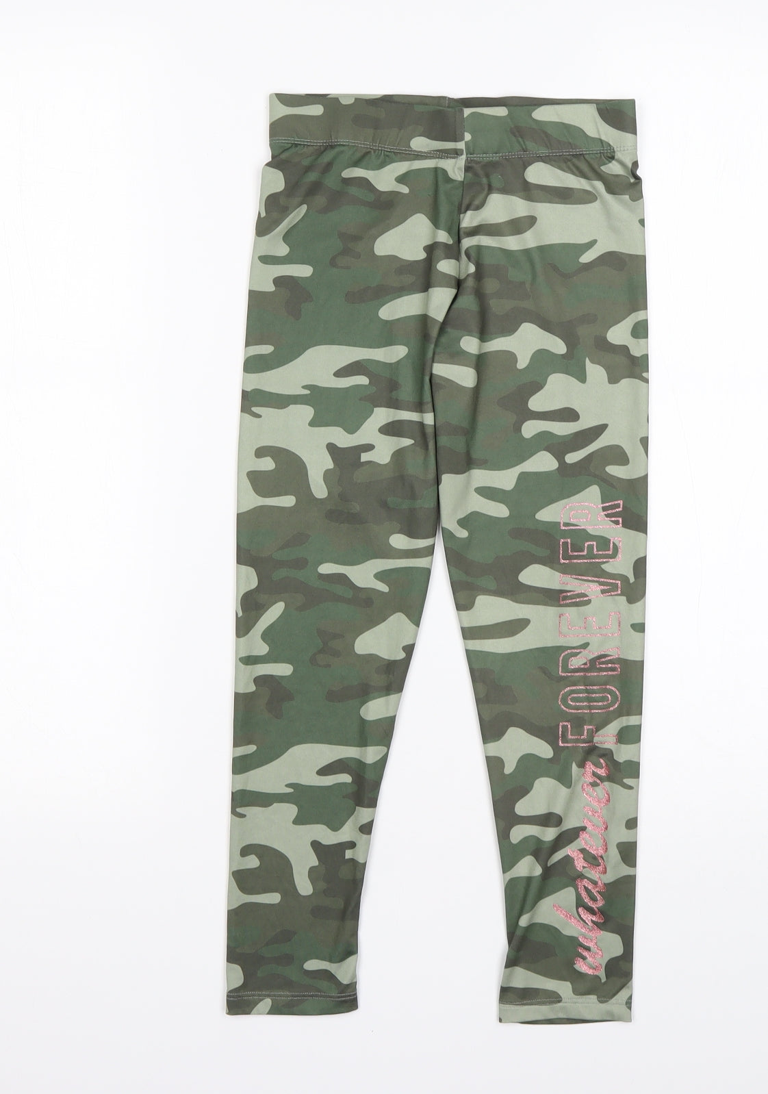 PEP&CO Girls Green Camouflage Polyester Sweatpants Trousers Size 7-8 Years  Regular
