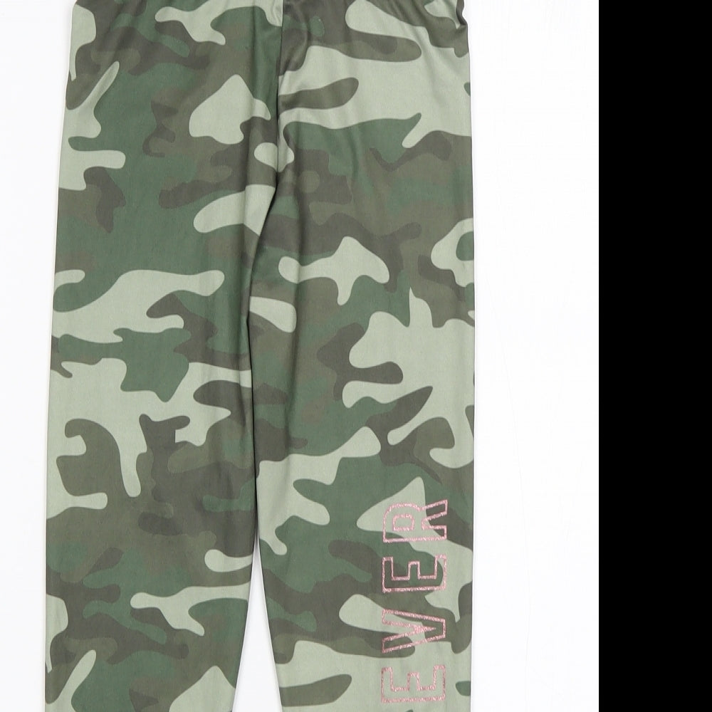 PEP&CO Girls Green Camouflage Polyester Sweatpants Trousers Size 7-8 Years  Regular