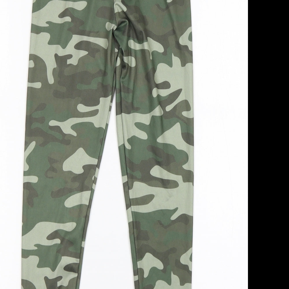 PEP&CO Girls Green Camouflage Polyester Sweatpants Trousers Size 7-8 Years  Regular