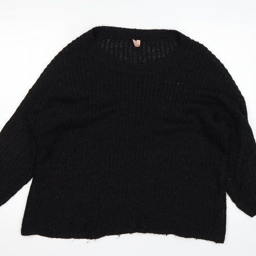 Sweewe Womens Black Round Neck  Acrylic Pullover Jumper Size S