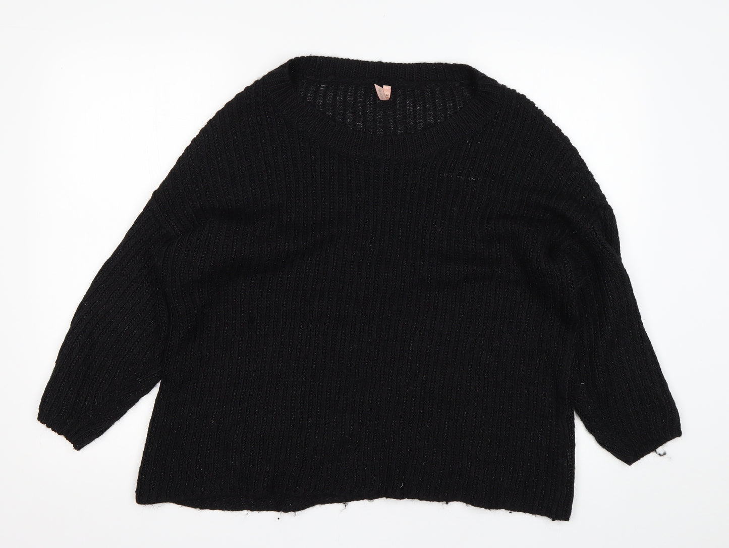 Sweewe Womens Black Round Neck  Acrylic Pullover Jumper Size S