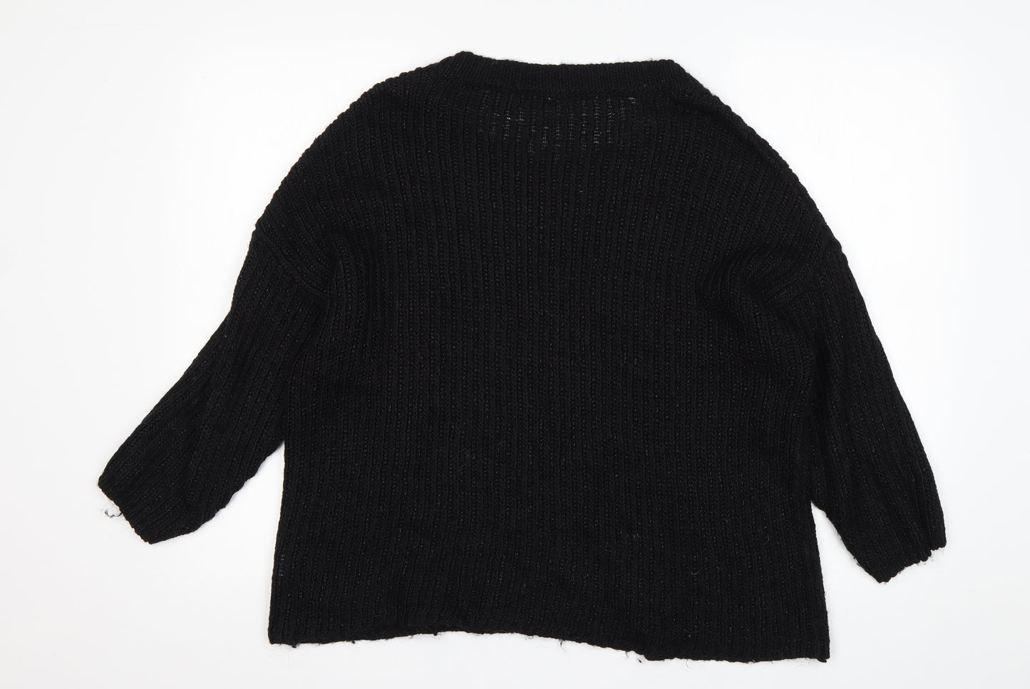 Sweewe Womens Black Round Neck  Acrylic Pullover Jumper Size S