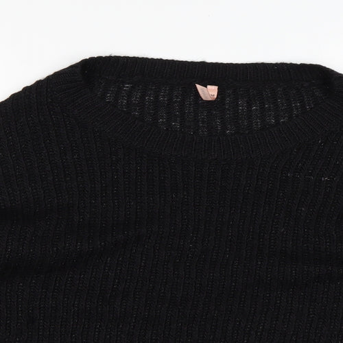 Sweewe Womens Black Round Neck  Acrylic Pullover Jumper Size S