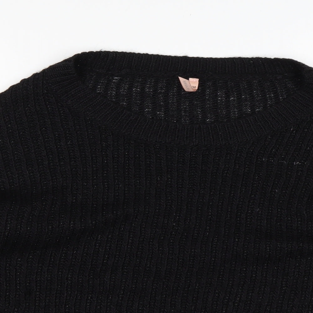 Sweewe Womens Black Round Neck  Acrylic Pullover Jumper Size S