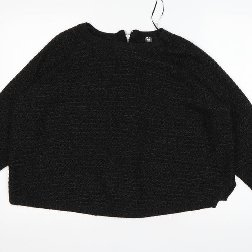 Goldigga Womens Black Round Neck  Acrylic Pullover Jumper Size 12